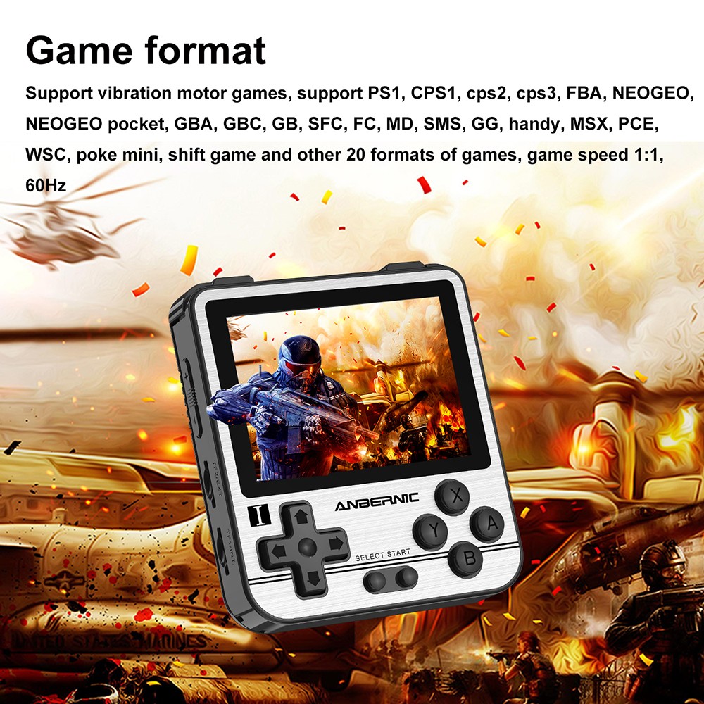 Anbernic RG280V Retro Handheld Game Console RAM 512MB 2.8 Inch IPS Screen 4770 Dual CPU Add 32GB TF Card Silver
