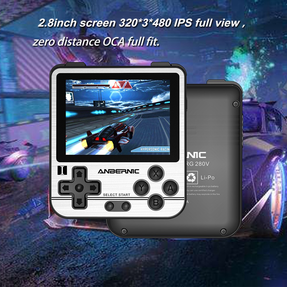 Anbernic RG280V Retro Handheld Game Console RAM 512MB 2.8 Inch IPS Screen 4770 Dual CPU Silver