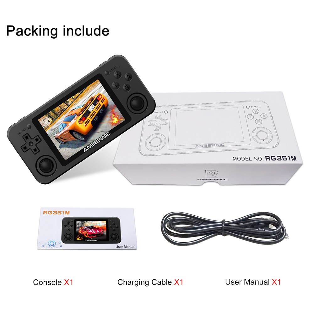 Anbernic RG351M Portable Game Console Pocket Game Player 3.5'' IPS Screen Open Source Linux System 64GB Matte Black