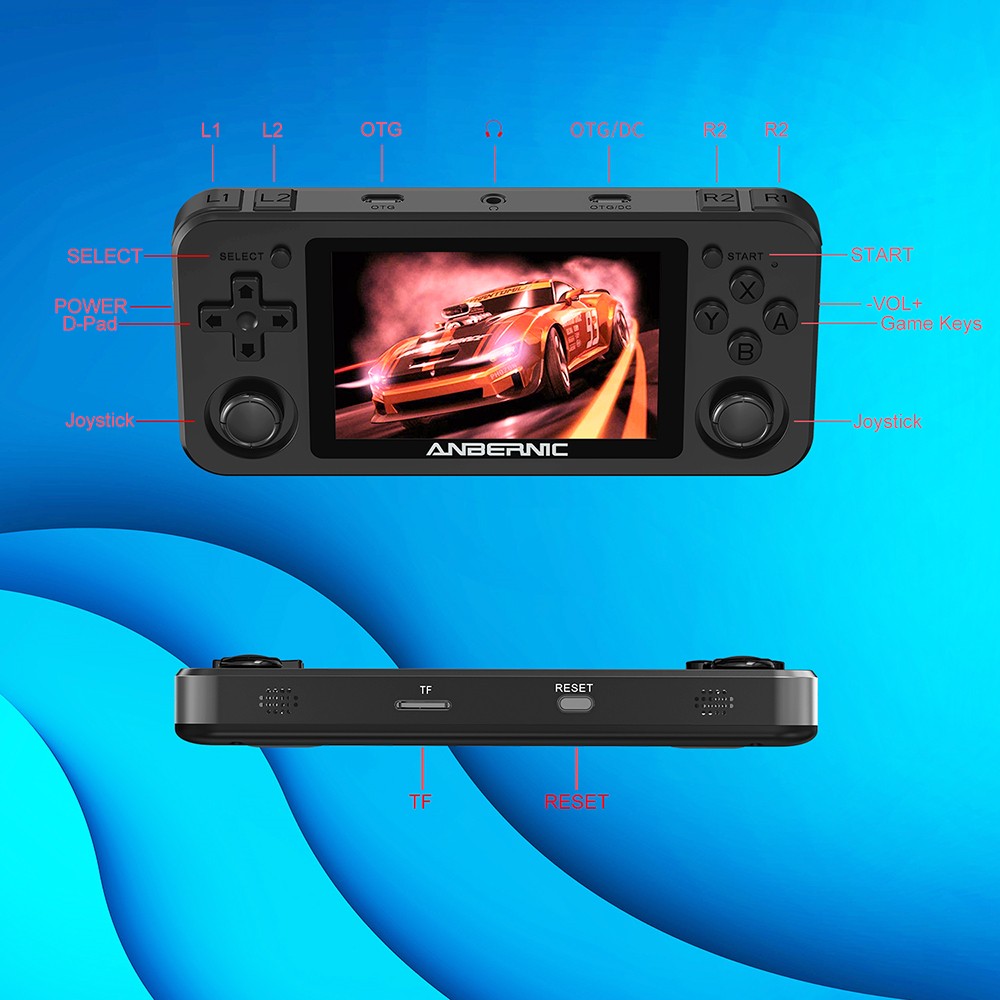 Anbernic RG351M Portable Game Console Pocket Game Player 3.5'' IPS Screen Open Source Linux System 64GB Matte Black
