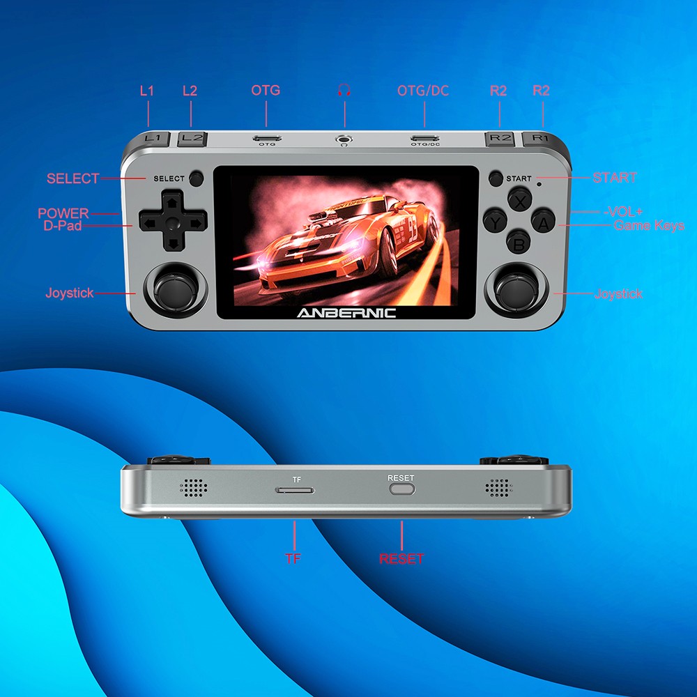 Anbernic RG351M Portable Game Console Pocket Game Player 3.5'' IPS Screen Open Source Linux System 64GB Space Gray