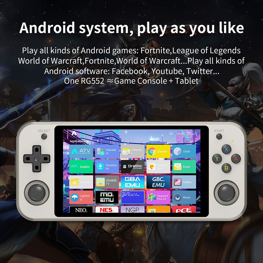 Anbernic RG552 Handheld Game Console 5.36'' Super Large IPS Screen Android & Linux System Support Dual TF Card Gray