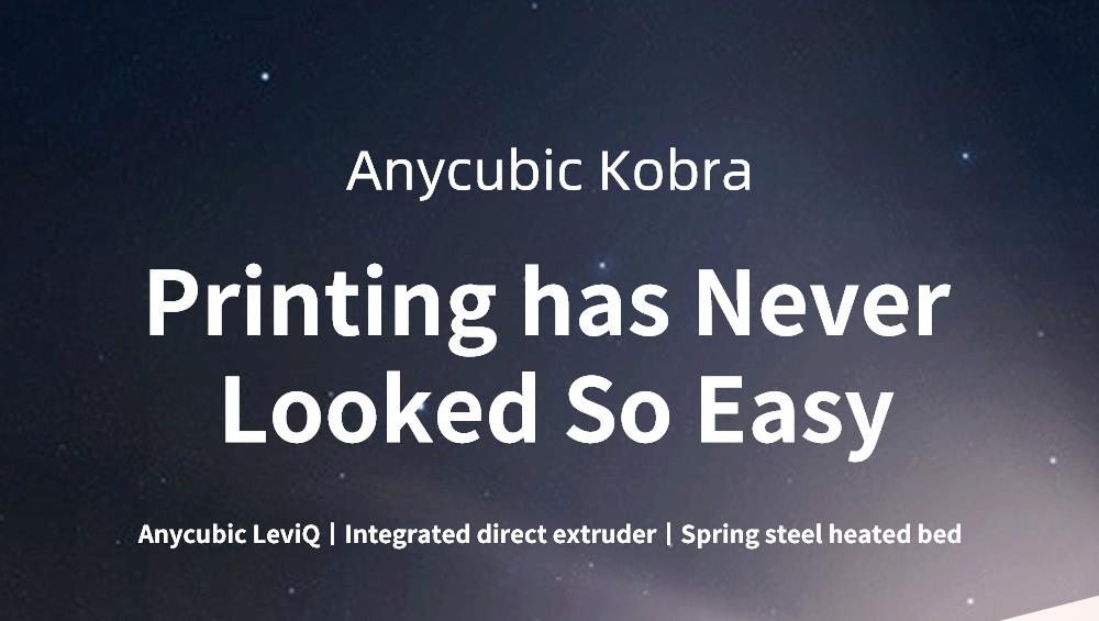 Anycubic Kobra 3D Printer, Auto Leveling, Stepper Drivers, 4.3inch Display, Printing Size 250x220x220mm