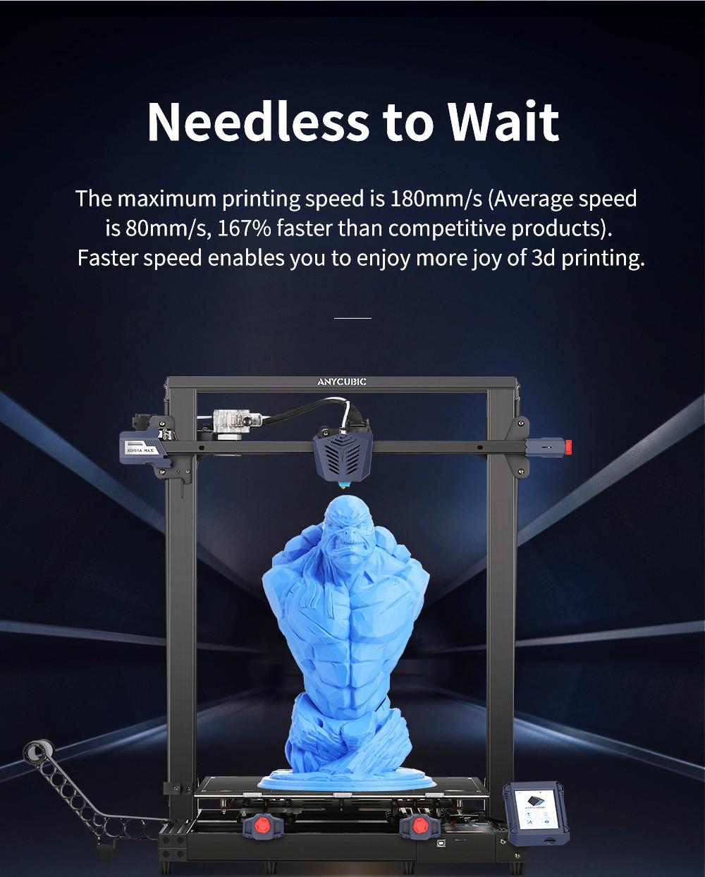 Anycubic Kobra Max 3D Printer, Auto Leveling, Stepper Drivers, 4.3 inch Display, Printing Size 450x400x400mm