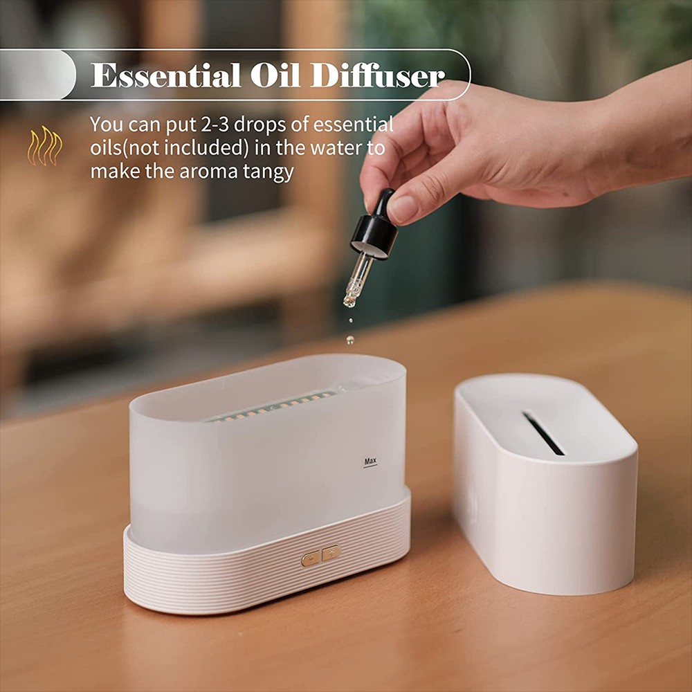 Aromatherapy Diffuser Simulation Flame Mist Humidifier USB Ultrasonic Cool Mist Aroma Essential for Home Office - Black