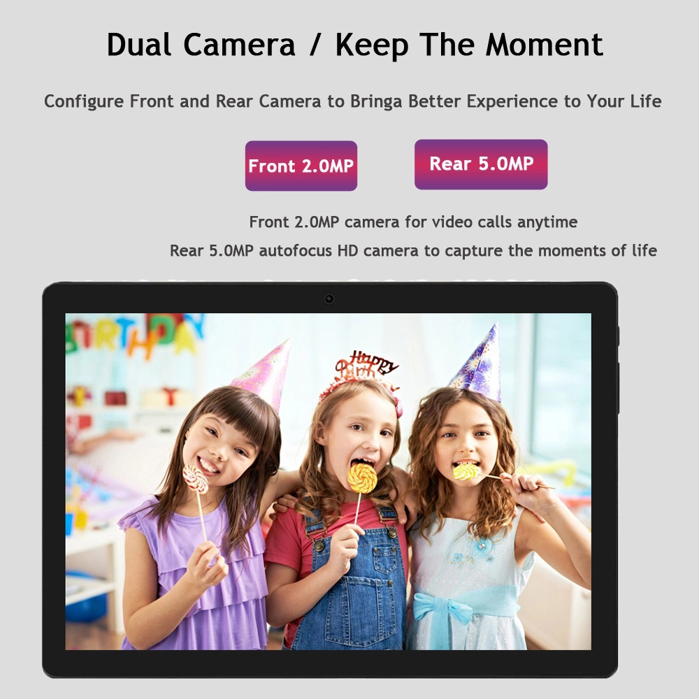 BDF S10 Tablet PC 10.1 Inch Quad Core Android 9.0 2GB/32GB Google Play WiFi Bluetooth 4G Phone Calling EU Plug - Pink