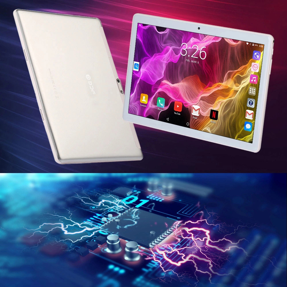 BDF S10 Tablet PC 10.1 Inch Quad Core Android 9.0 2GB/32GB Google Play WiFi Bluetooth 4G Phone Calling EU Plug - Silver