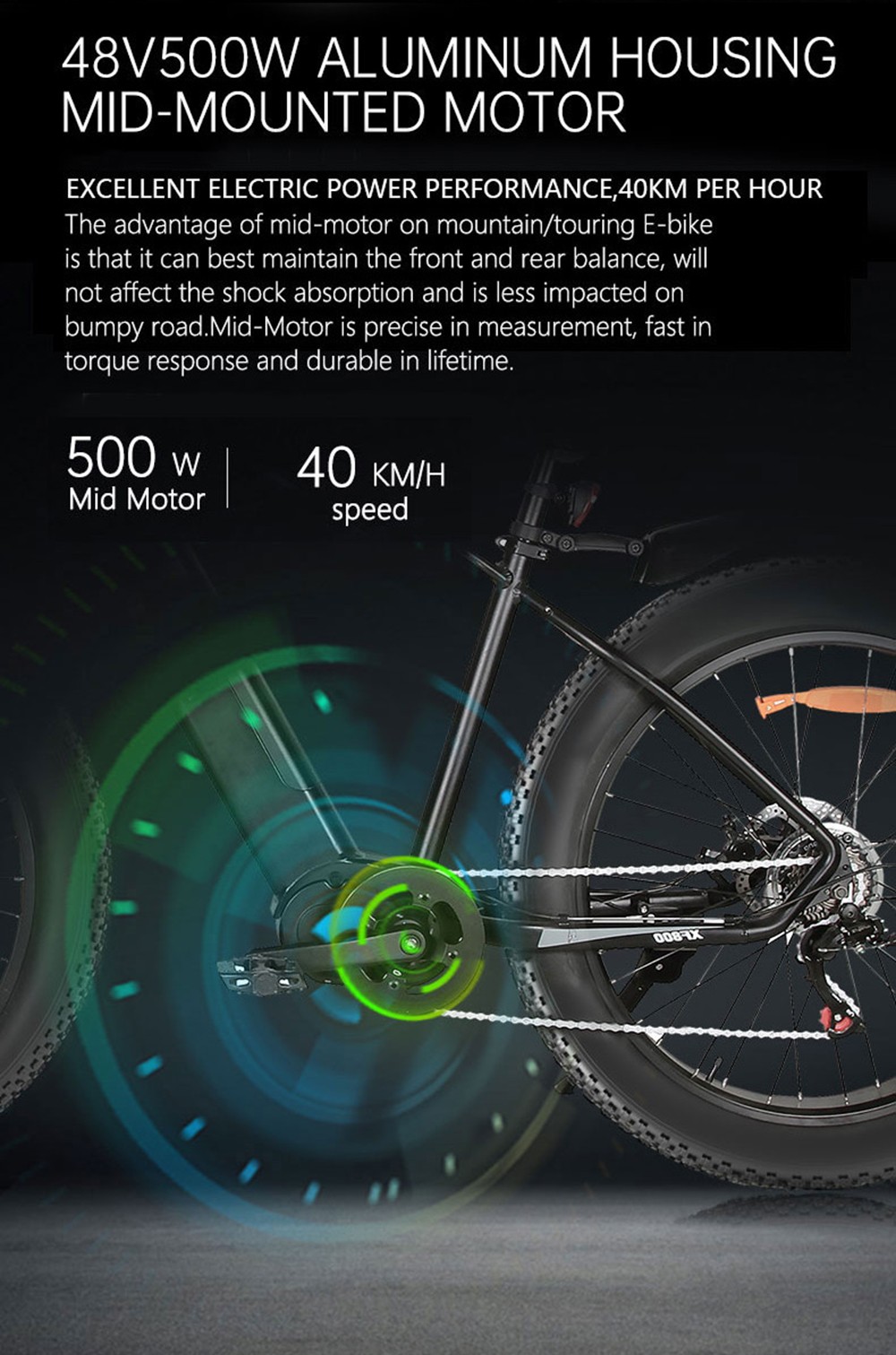 BEZIOR XF800 13Ah 48V 500W MID MOTOR Electric Bicycle 26inch 40km/h Max speed Max Load 90KG
