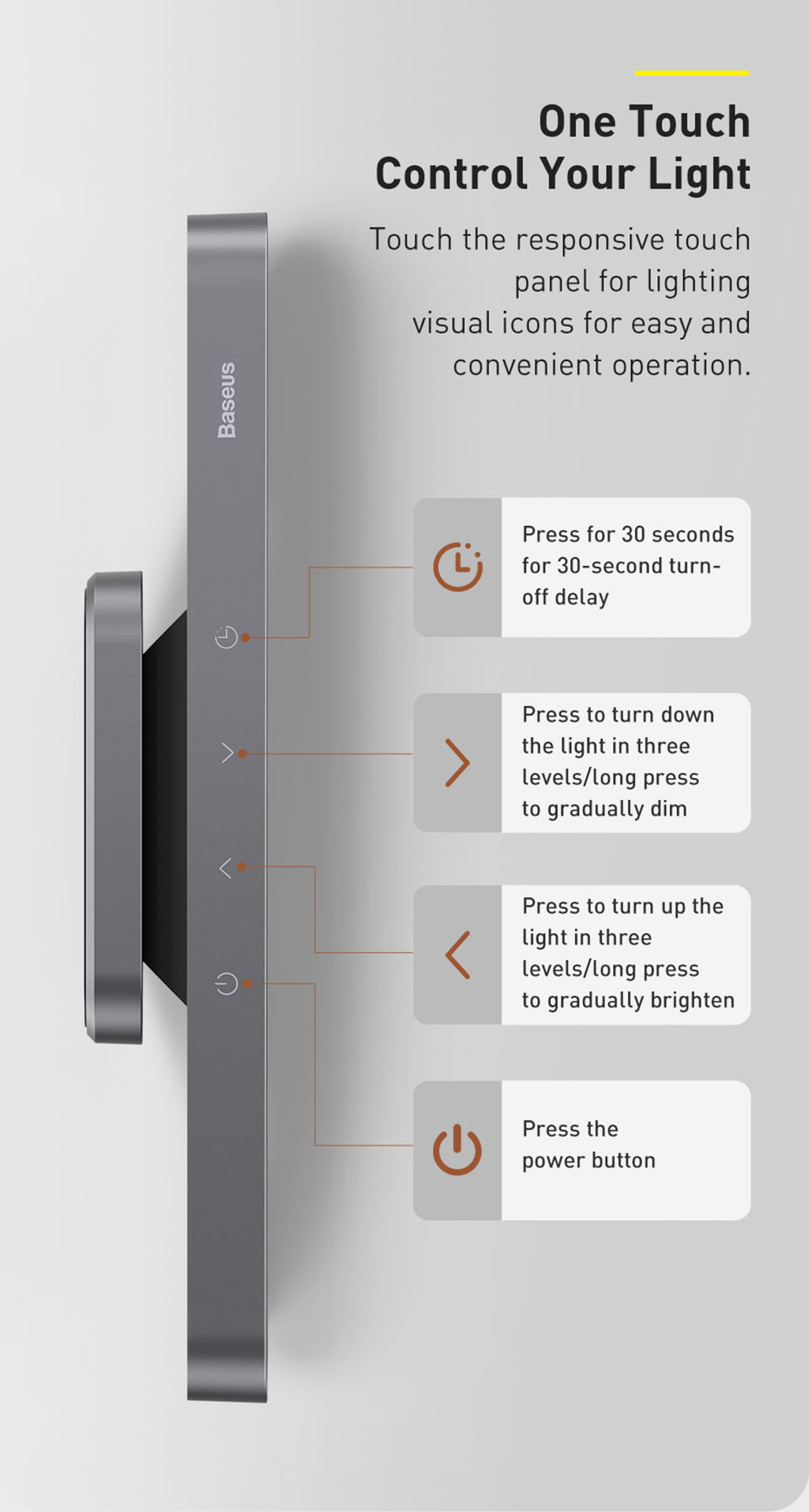 Baseus 1800mAh Battery Magnetic Stepless Dimming Charging Desk Lamp Pro with No Blue Light Hazard Rotation Design - Gray