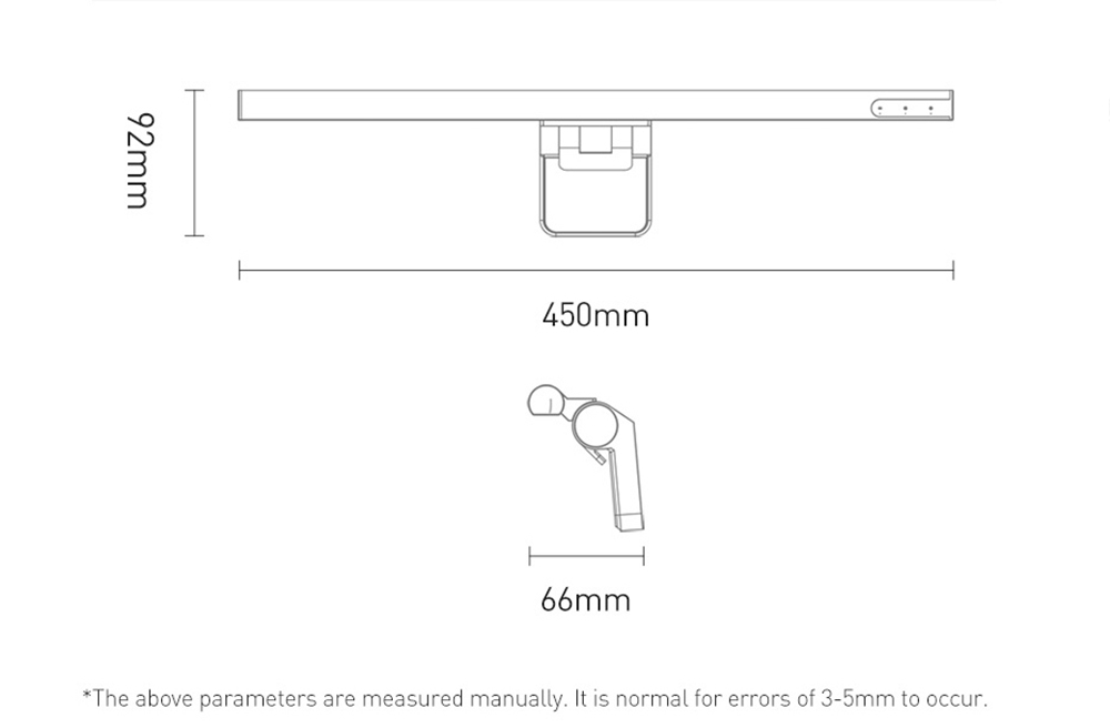 Baseus LED Desk Lamp Screen Hanging Light Eye Protection Lamp for 8-20mm Thickness Computer Monitor Screen - Black