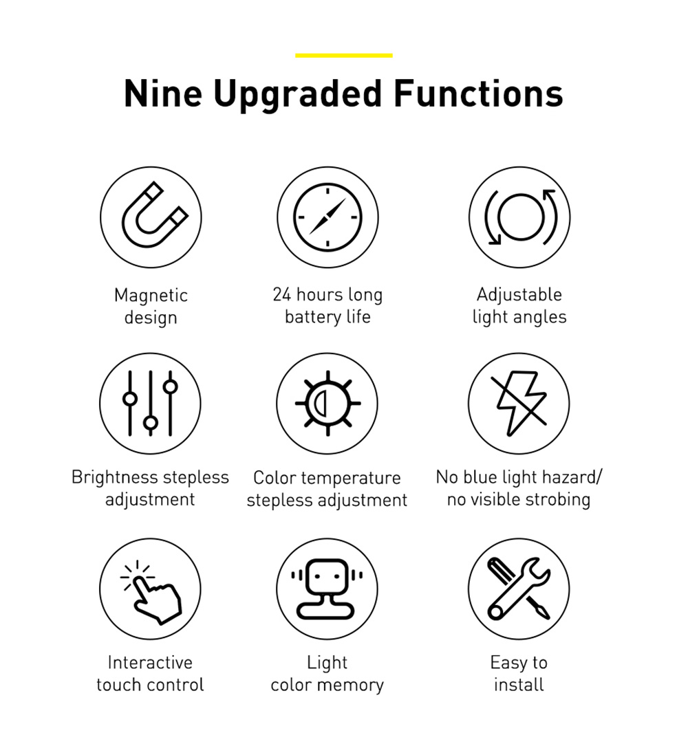 Baseus LED Desk Lamp Hanging Magnetic Table Lamp Chargeable Stepless Dimming Cabinet Light Night for Closet Wardrobe