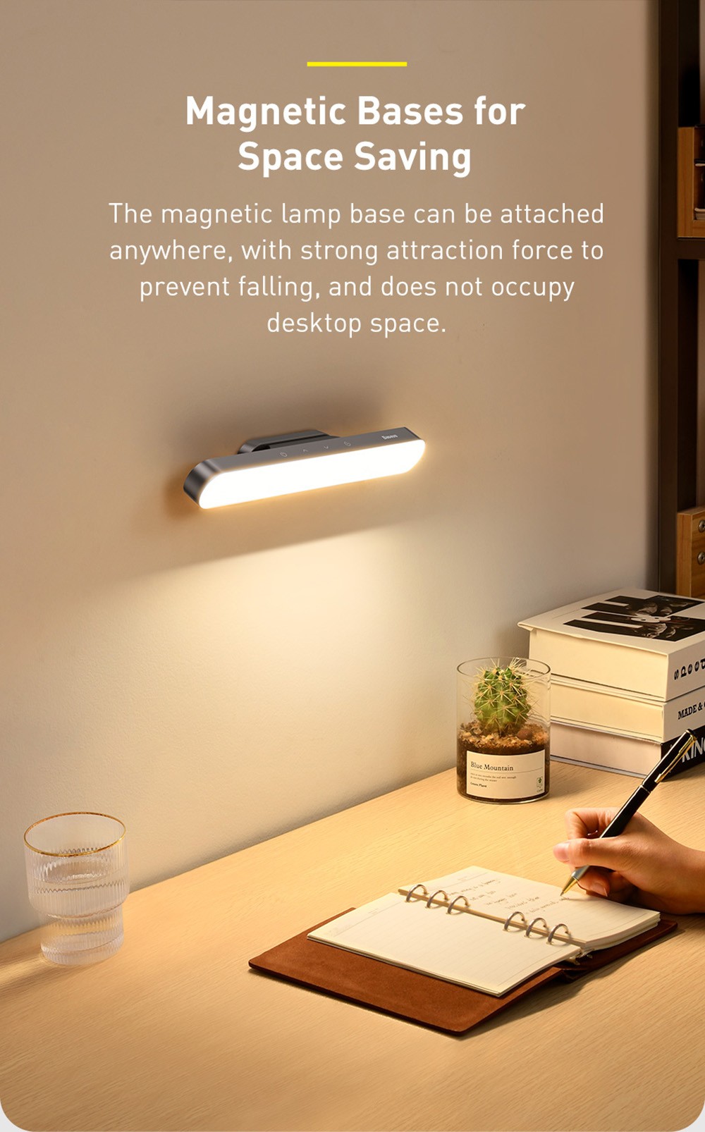 Baseus LED Table Lamp Magnetic Desk Lamp Hanging Wireless Touch Night Light for Study Reading Lamp