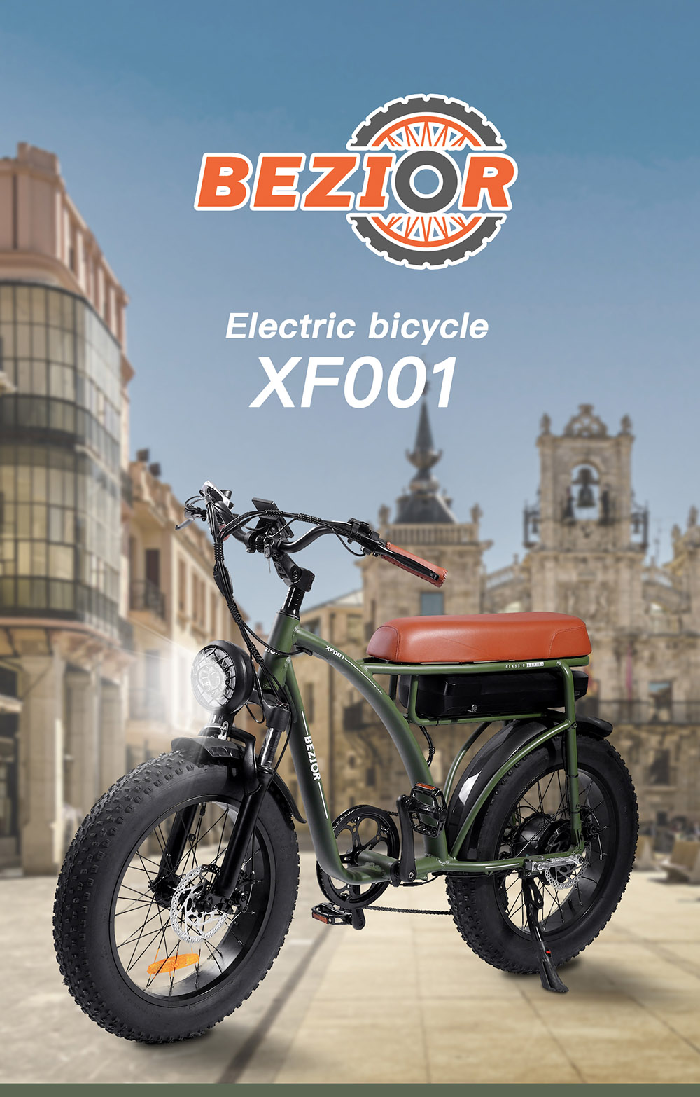 बेज़ियर XF001 रेट्रो इलेक्ट्रिक बाइक 12.5Ah 48V 1000W ब्रशलेस मोटर 26 इंच 45Km / h मैक्स लोड 120kg