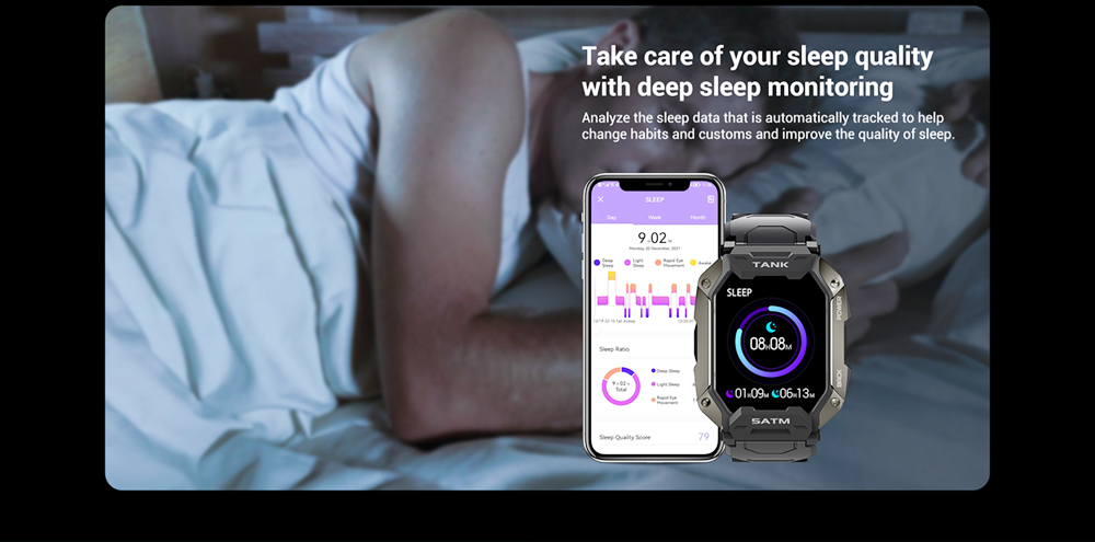 Black Camouflage Straps for KOSPET TANK M1 Smartwatch 22mm Width