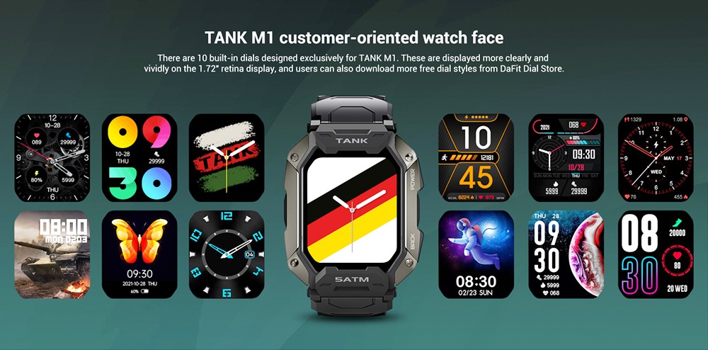 Black Camouflage Straps for KOSPET TANK M1 Smartwatch 22mm Width