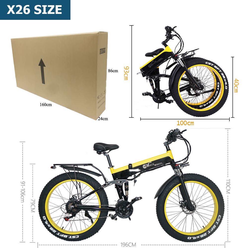 CMACEWHEEL X26 Folding Electric Bicycle Dual Battery 48V 750W Black