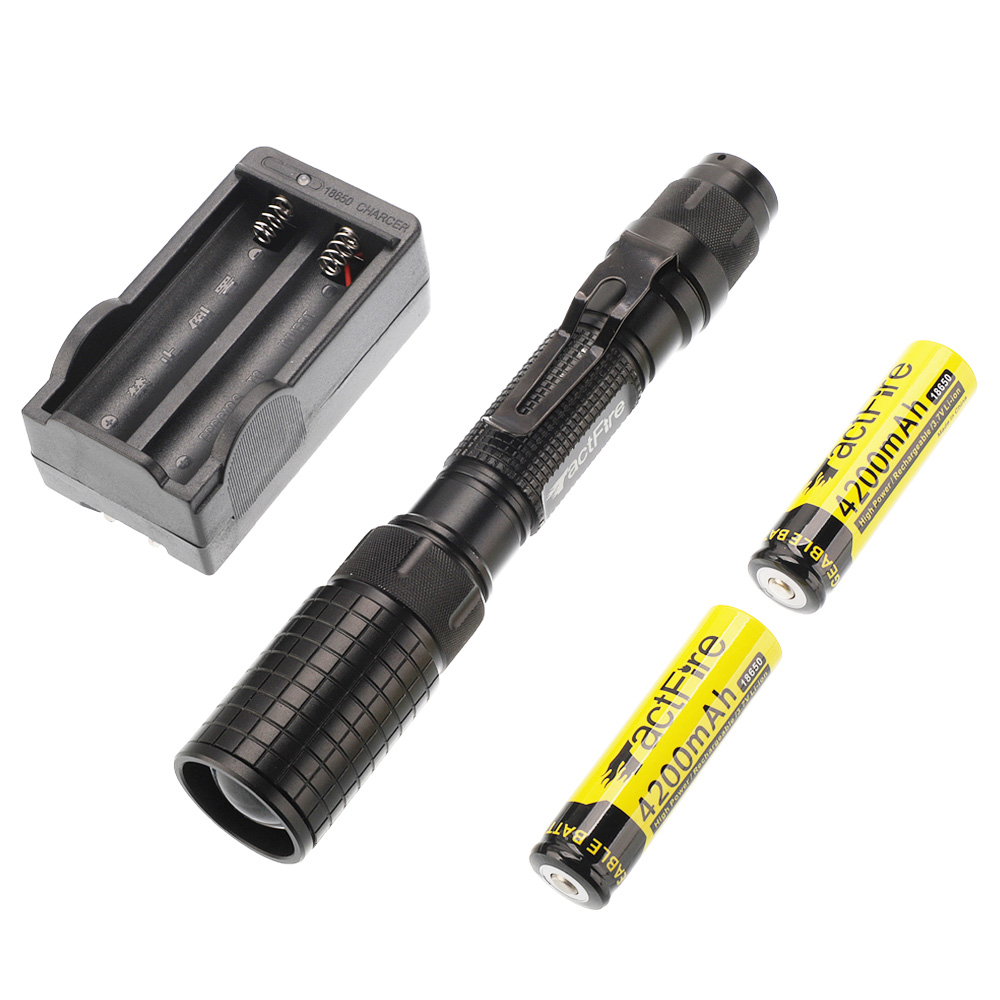 DG07 4.2V 7W Tactical 5-Modes Zooming Flashlight Set for Outdoor Indoor - Black