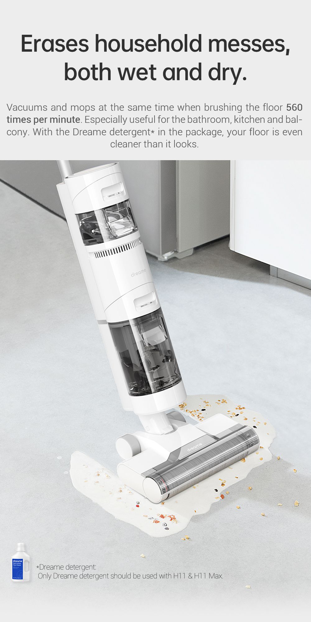 Dreame H11 Cordless Wet Dry Smart Vertical Vacuum Cleaner with Self-Cleaning System