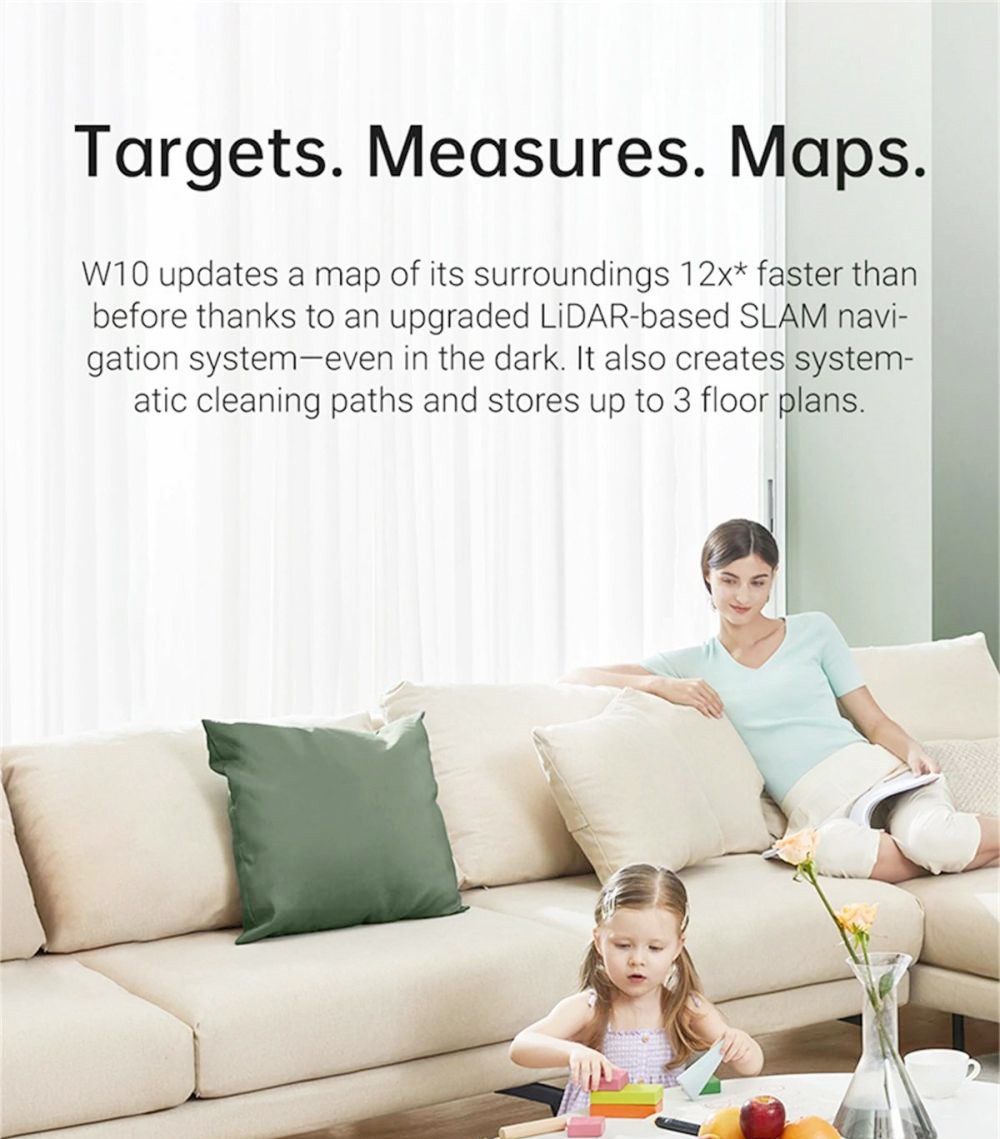 Dreame W10 4000Pa 4 in 1 Self-Cleaning Robot Vacuum Cleaner Sweeping Mopping Washing Drying with LiDAR Navigation