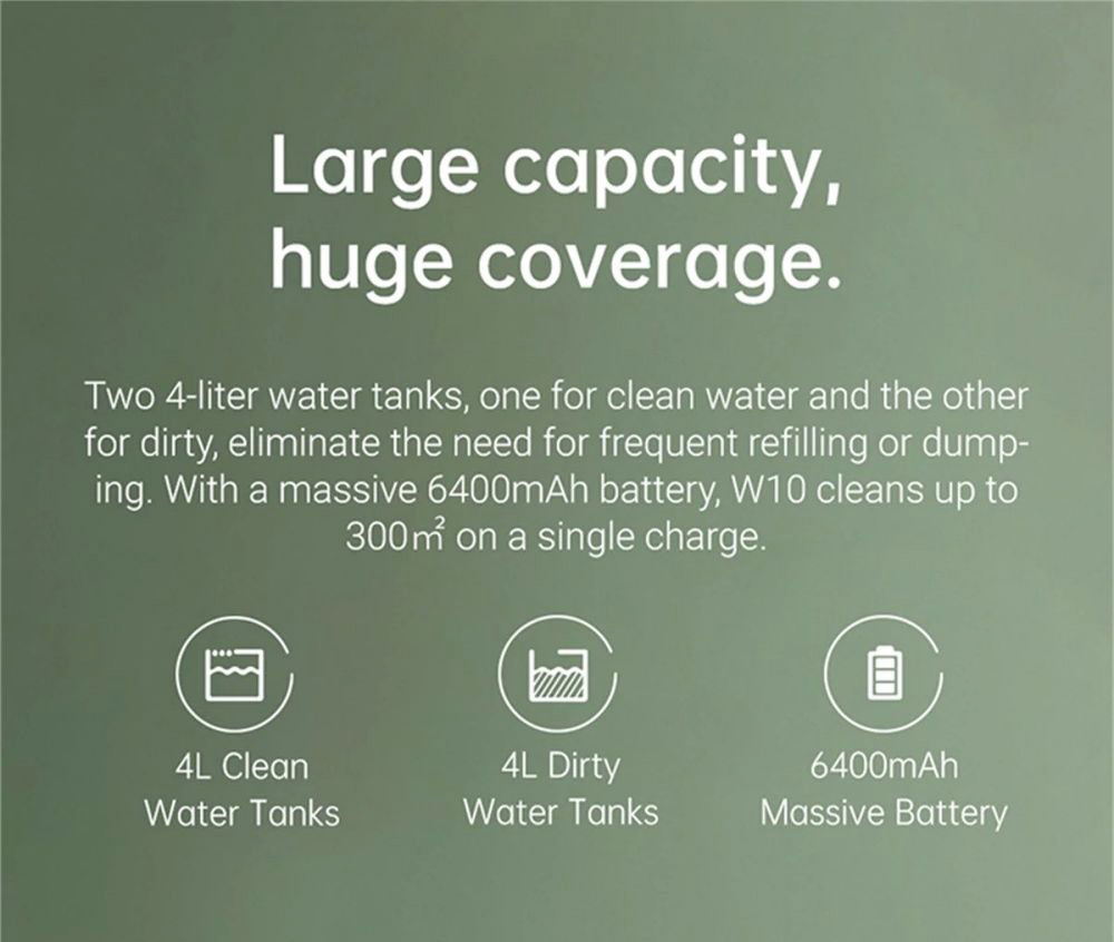 Dreame W10 4000Pa 4 in 1 Self-Cleaning Robot Vacuum Cleaner Sweeping Mopping Washing Drying with LiDAR Navigation