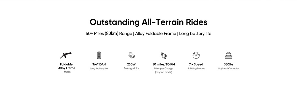 ENGWE C20 Folding Electric Bicycle 20 Inch Tire 250W Brushless Motor 36V 10.4Ah Battery 25km/h Max Speed - Black