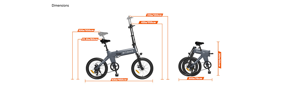 ENGWE C20 Folding Electric Bicycle 20 Inch Tire 250W Brushless Motor 36V 10.4Ah Battery 25km/h Max Speed - Black