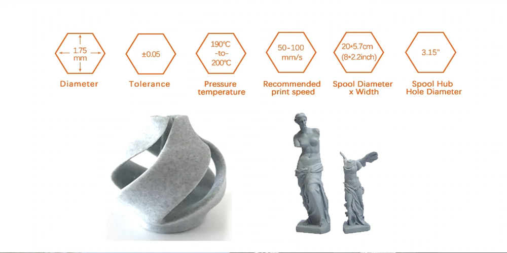 ERYONE Marble PLA Filament For FDM 3D Printer/Pen, 1.75mm Tolerance 0.03mm 1KG(2.2LBS)/Spool 15 ERYONE Marble PLA Filament for FDM 3D Printer/Pen, 1.75mm Tolerance 0.03mm 1KG(2.2LBS)/Spool