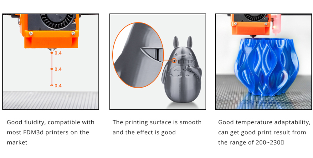 ERYONE PLA+ Filament pre 3D tlačiareň 1,75 mm Tolerancia 0,03 mm1 kg (2.2LBS)/Spool - čierna