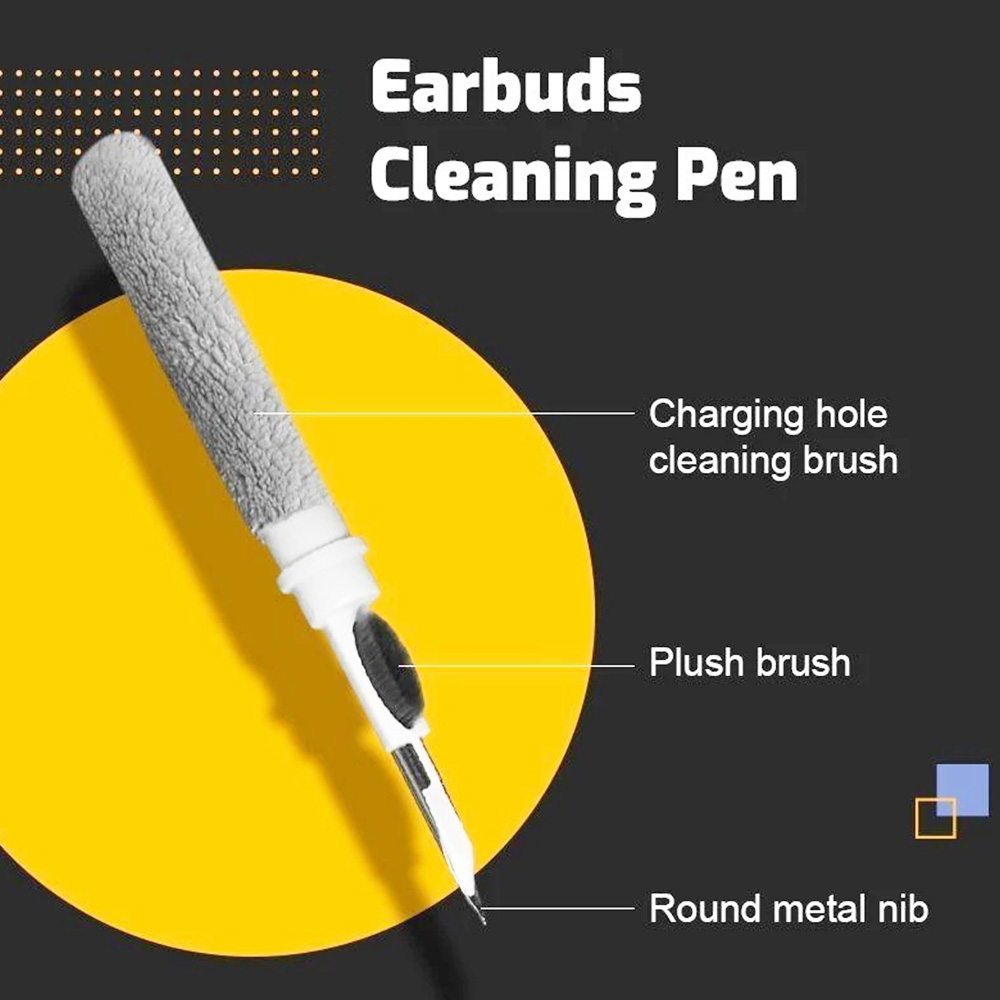 Earbuds Cleaning Pen for Headphones, Airpods, Tablet, Watch, Laptop, Mobile Phone, Keyboard, Camera - White