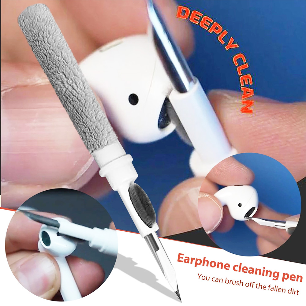 Earbuds Cleaning Pen for Headphones, Airpods, Tablet, Watch, Laptop, Mobile Phone, Keyboard, Camera - White