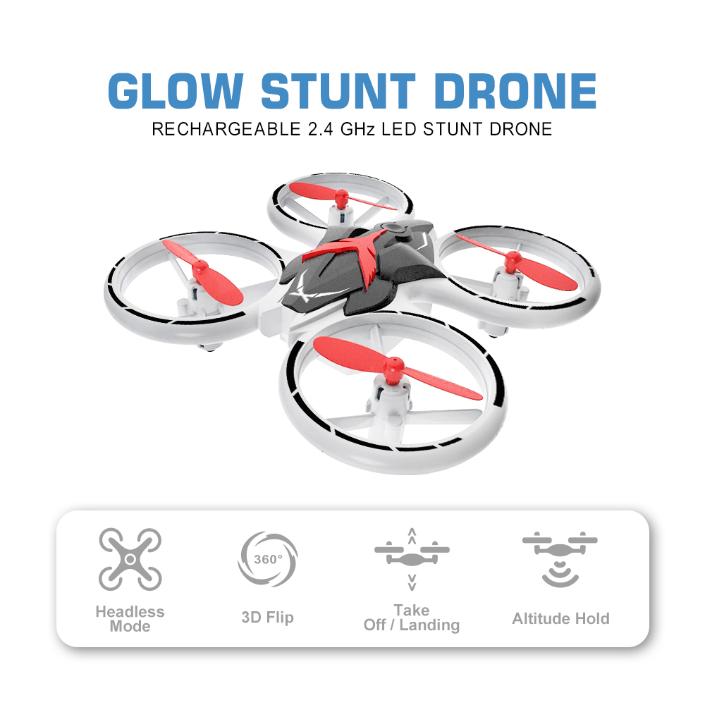 Flytec T22 Cool LED Breathing Lights RC Drone Altitude-Hold Remote Control Drone 3D Rolling - Red