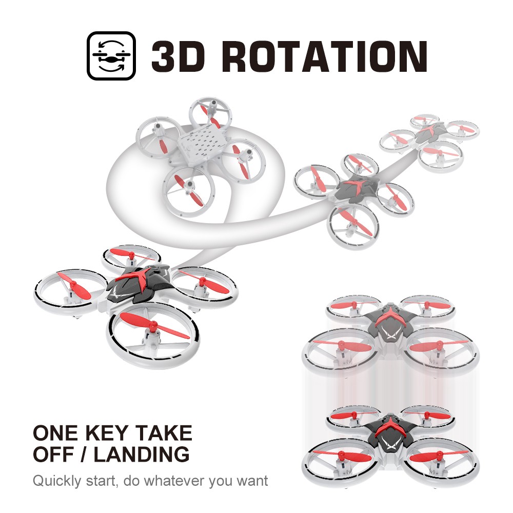 Flytec T22 Cool LED Breathing Lights RC Drone Altitude-Hold Remote Control Drone 3D Rolling - Red