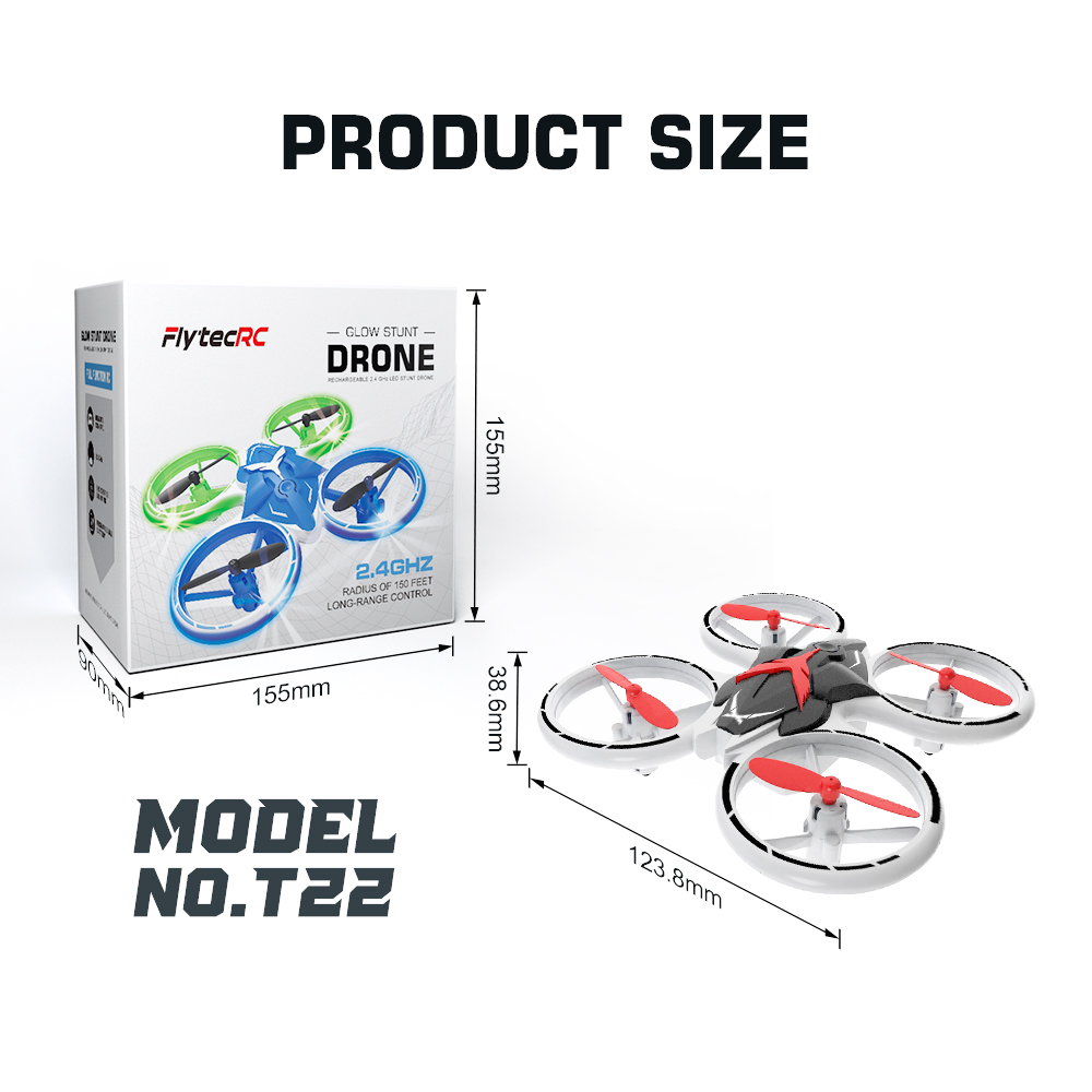 Flytec T22 Cool LED Breathing Lights RC Drone Altitude-Hold Remote Control Drone 3D Rolling - Red