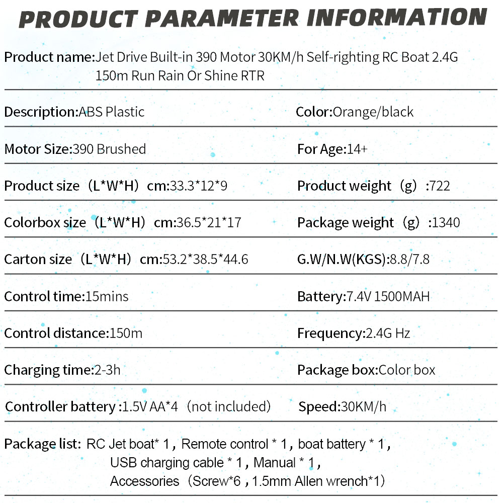 Flytec V009 30KM High Speed RC Jet Boat With Self-righting Feature For Pool and Lakes - Black