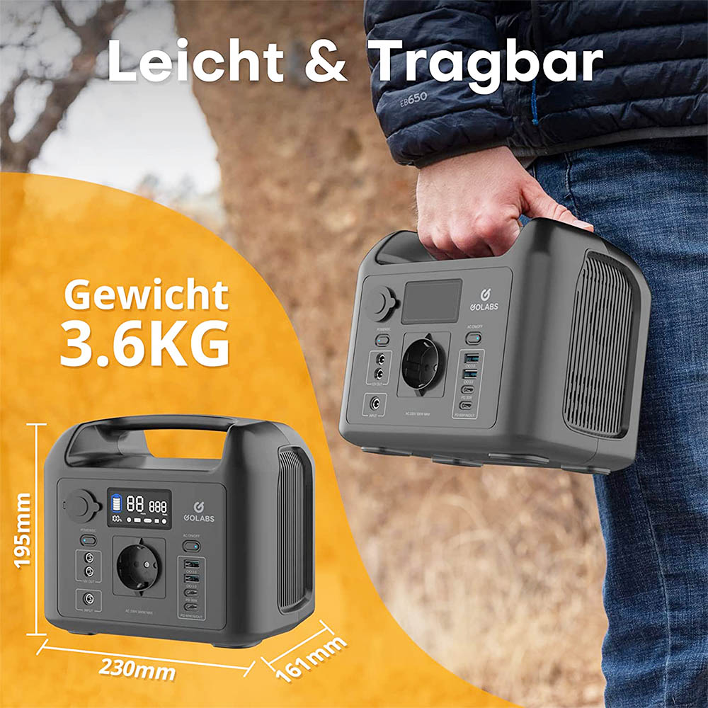 GOLABS R300 300Wh Portable Power Station LiFePO4 Battery for Outdoors Camping Fishing Hiking Emergency Home - Black