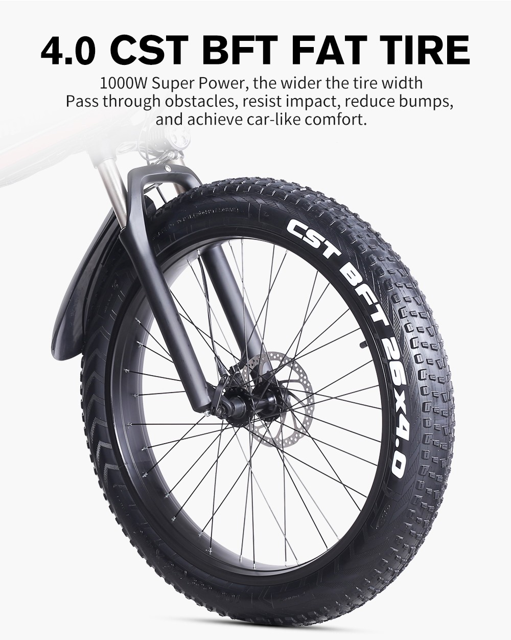 GUNAI MX01 1000W 48V 12.8Ah 26'' Electric Bicycle 40km/h Max Speed 40-50km Mileage Range 150kg Max Load - Red
