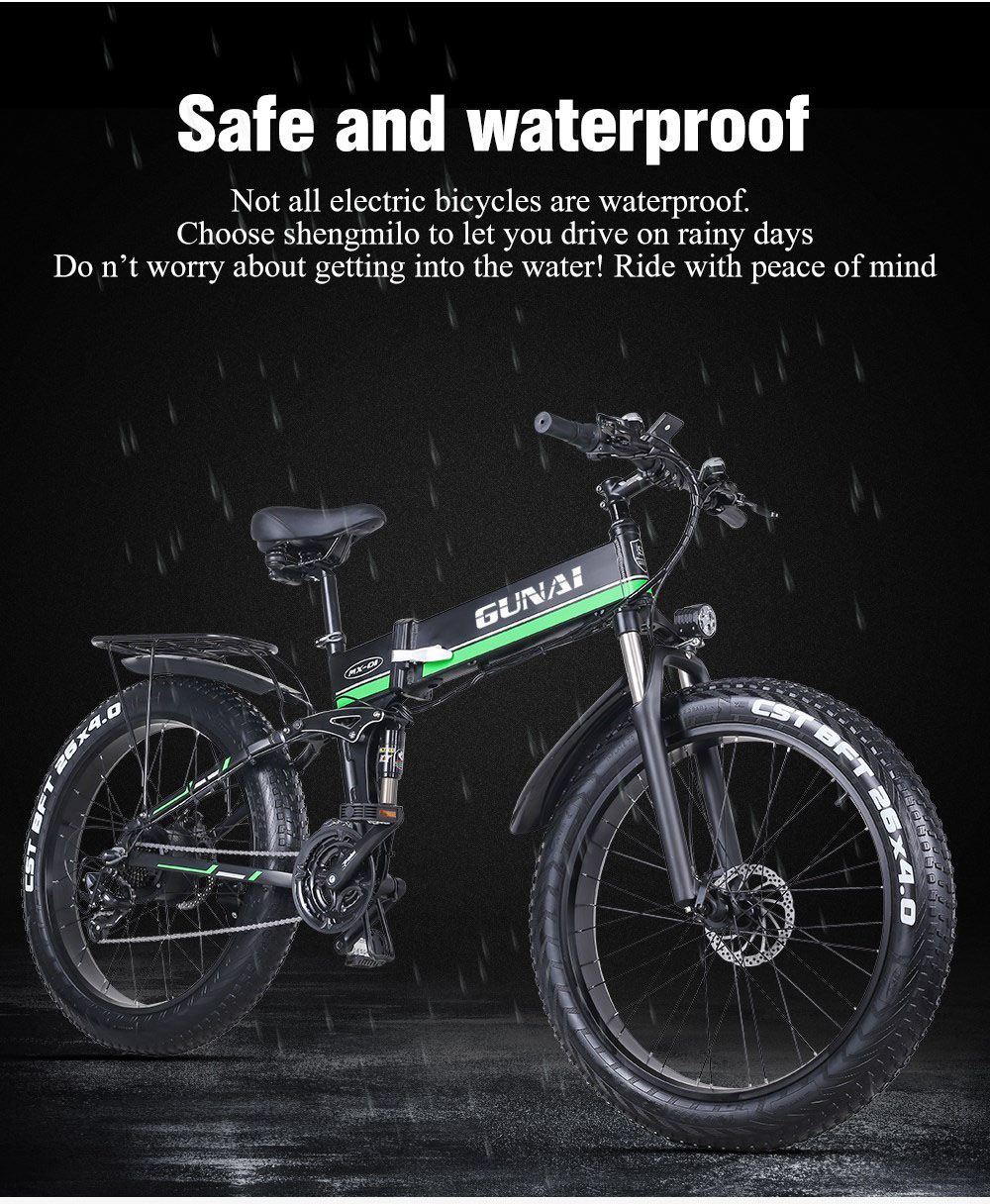 GUNAI MX01 1000W 48V 12.8Ah 26'' Electric Bicycle 40km/h Max Speed 40-50km Mileage Range 150kg Max Load - Red