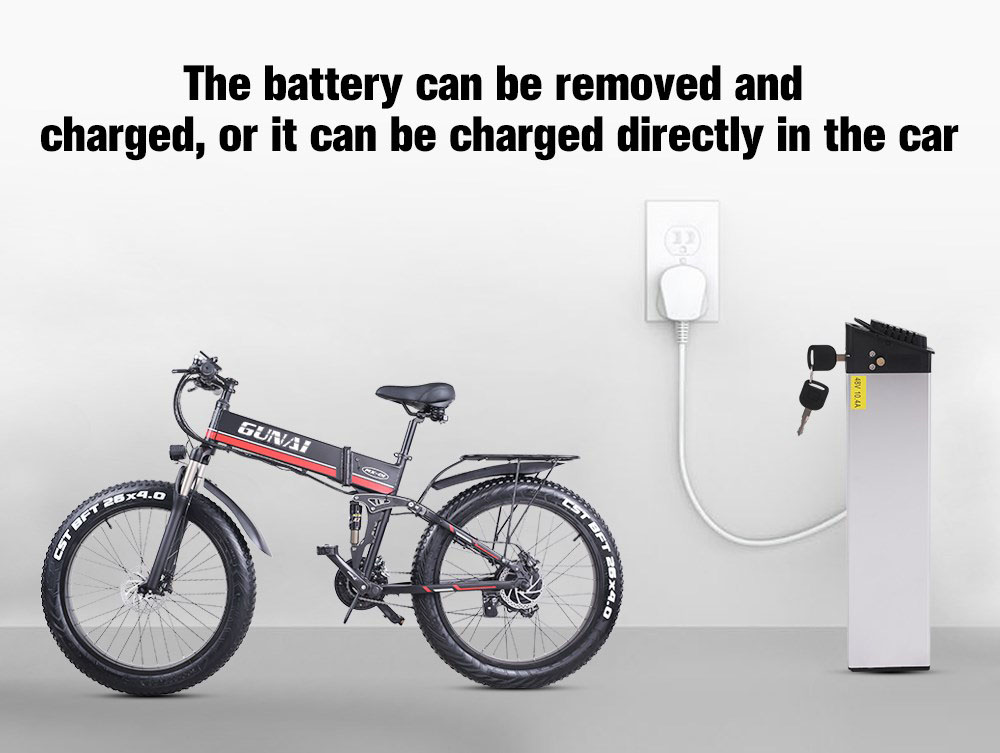 GUNAI MX01 1000W 48V 12.8Ah 26'' Electric Bicycle 40km/h Max Speed 40-50km Mileage Range 150kg Max Load - Red