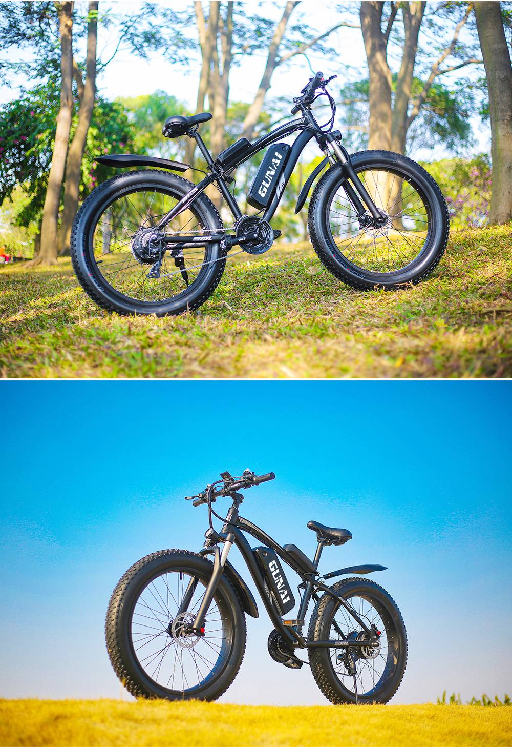 GUNAI MX02S 1000W 48V 17Ah 26'' Electric Bicycle 40km/h Max Speed 40-50km Mileage Range 150kg Max Load - Blue