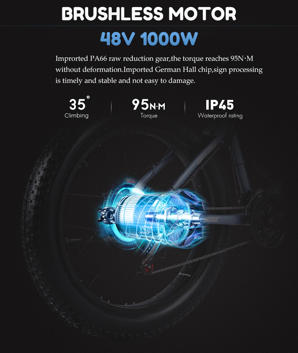 GUNAI MX02S 1000W 48V 17Ah 26'' Electric Bicycle 40km/h Max Speed 40-50km Mileage Range 150kg Max Load - Blue