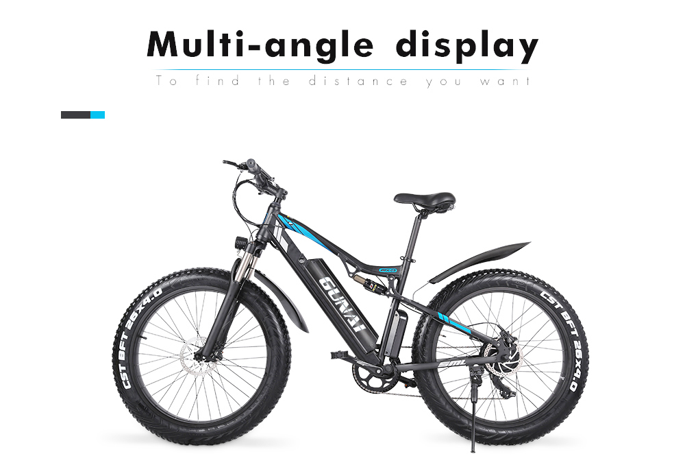 GUNAI MX03 1000W 48V 17Ah 26'' Electric Bicycle 40km/h Max Speed 40-50km Mileage Range 150kg Max Load - Black