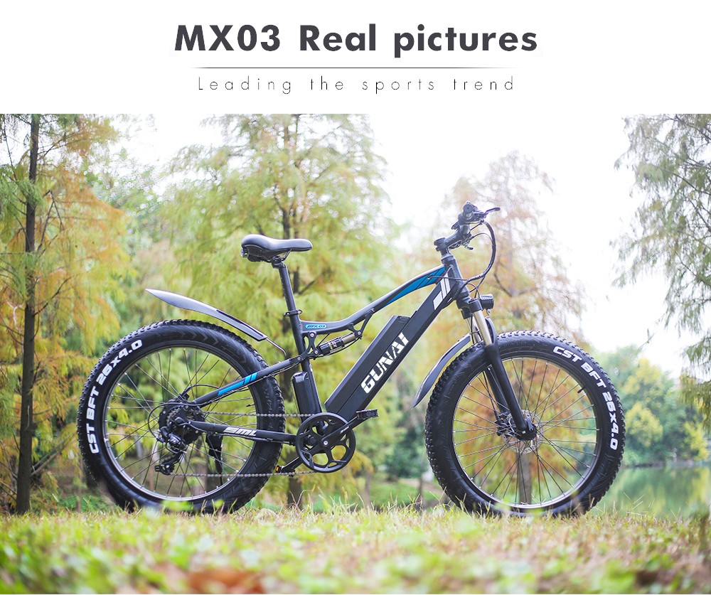 GUNAI MX03 1000W 48V 17Ah 26'' Electric Bicycle 40km/h Max Speed 40-50km Mileage Range 150kg Max Load - Black