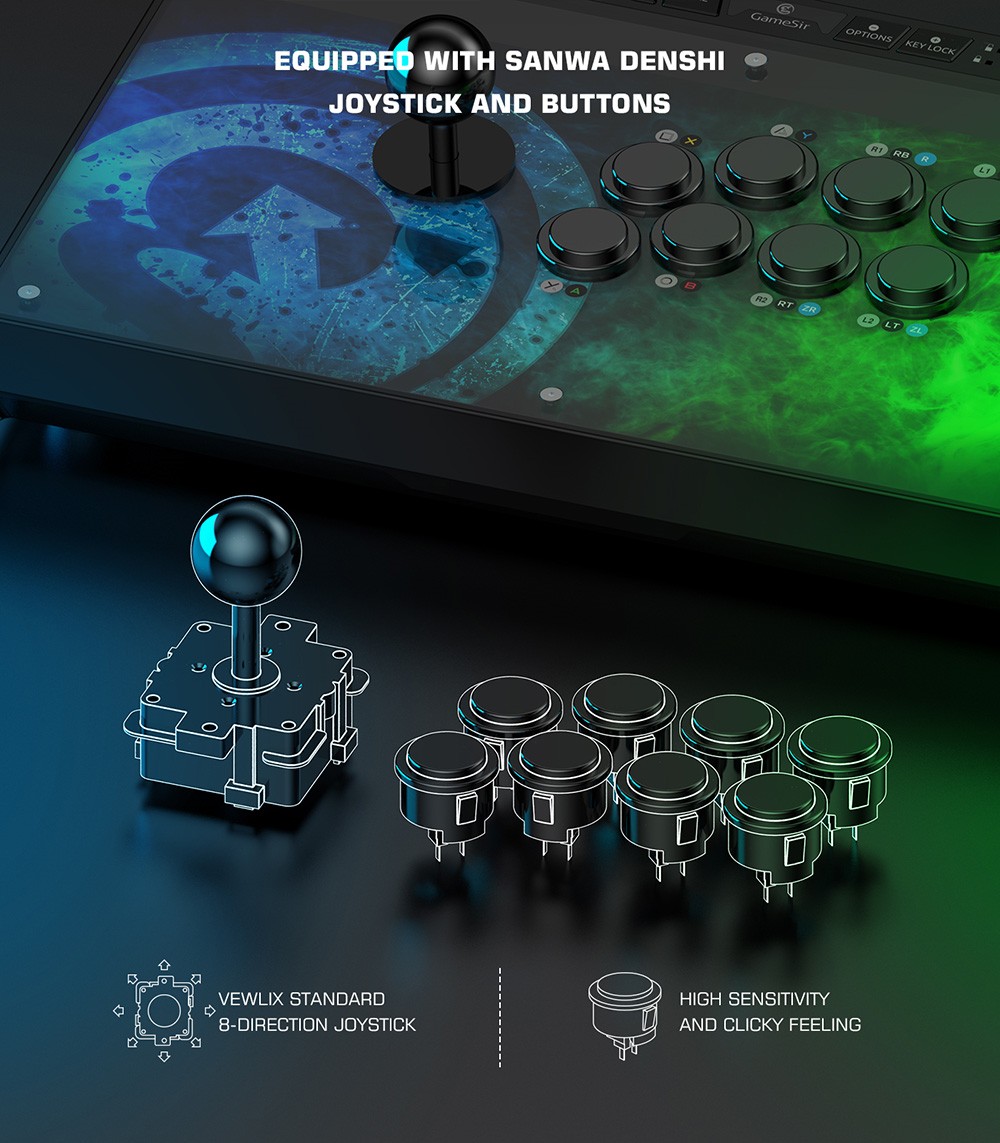 GameSir C2 Arcade Fightstick Game Controller