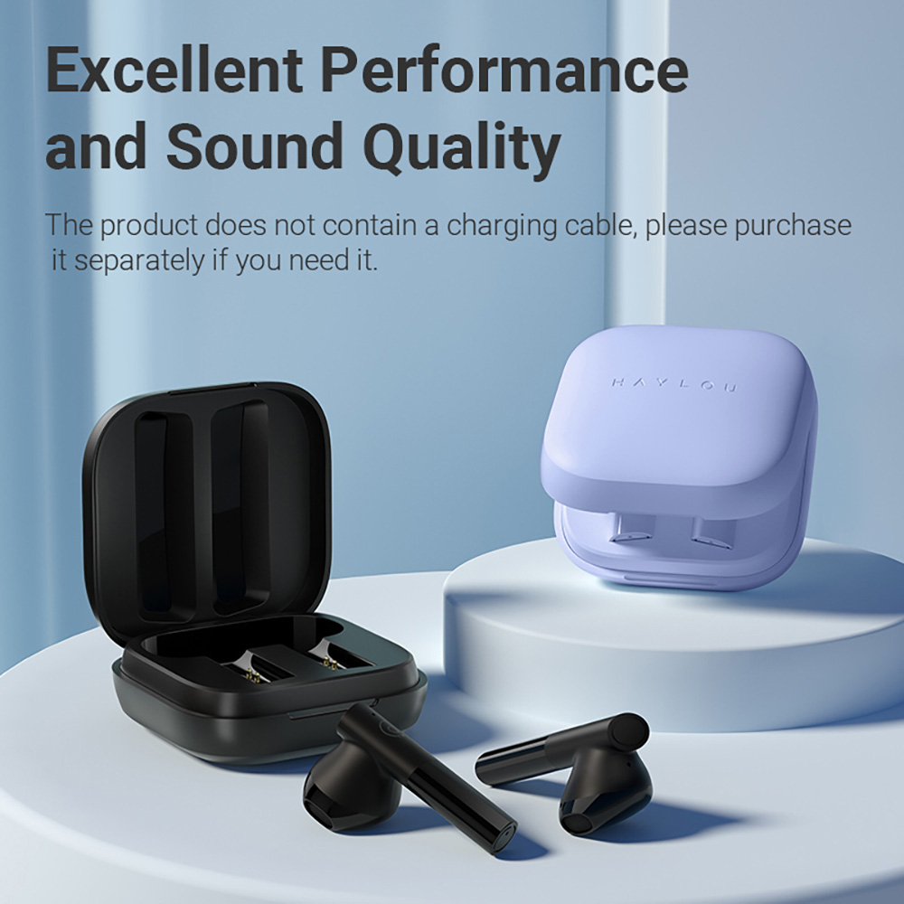Haylou GT6 TWS Bluetooth 5.2 Wireless Half-in Ear Earbuds AAC HiFi Stero Bass Low Latency Smart Touch Type-C Purple