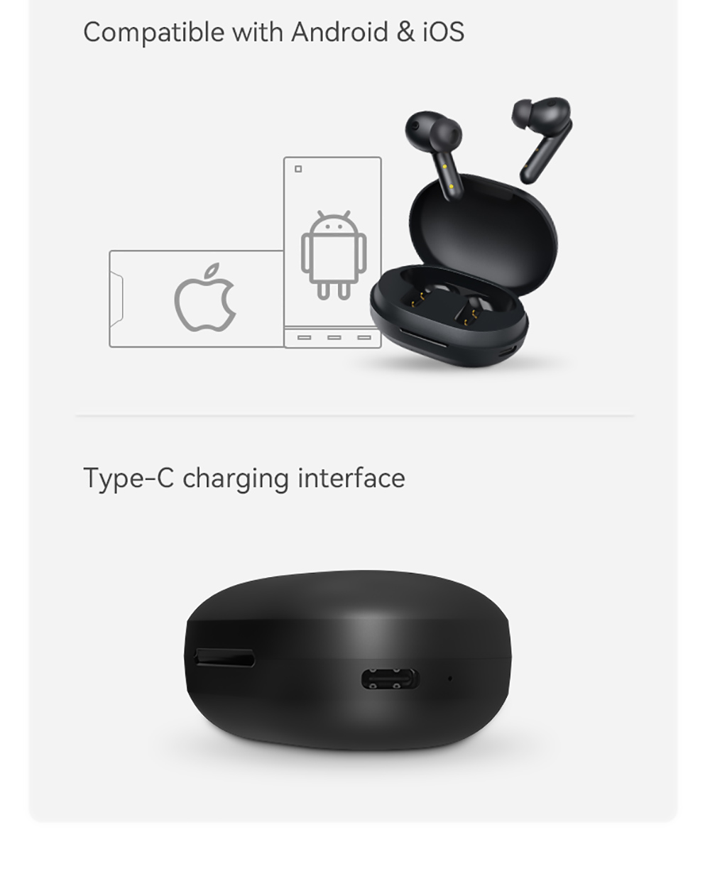 Haylou GT7 Wireless Bluetooth Earphone TWS Earbuds Noise Cancelling Headset Low-latency - Translucent Black
