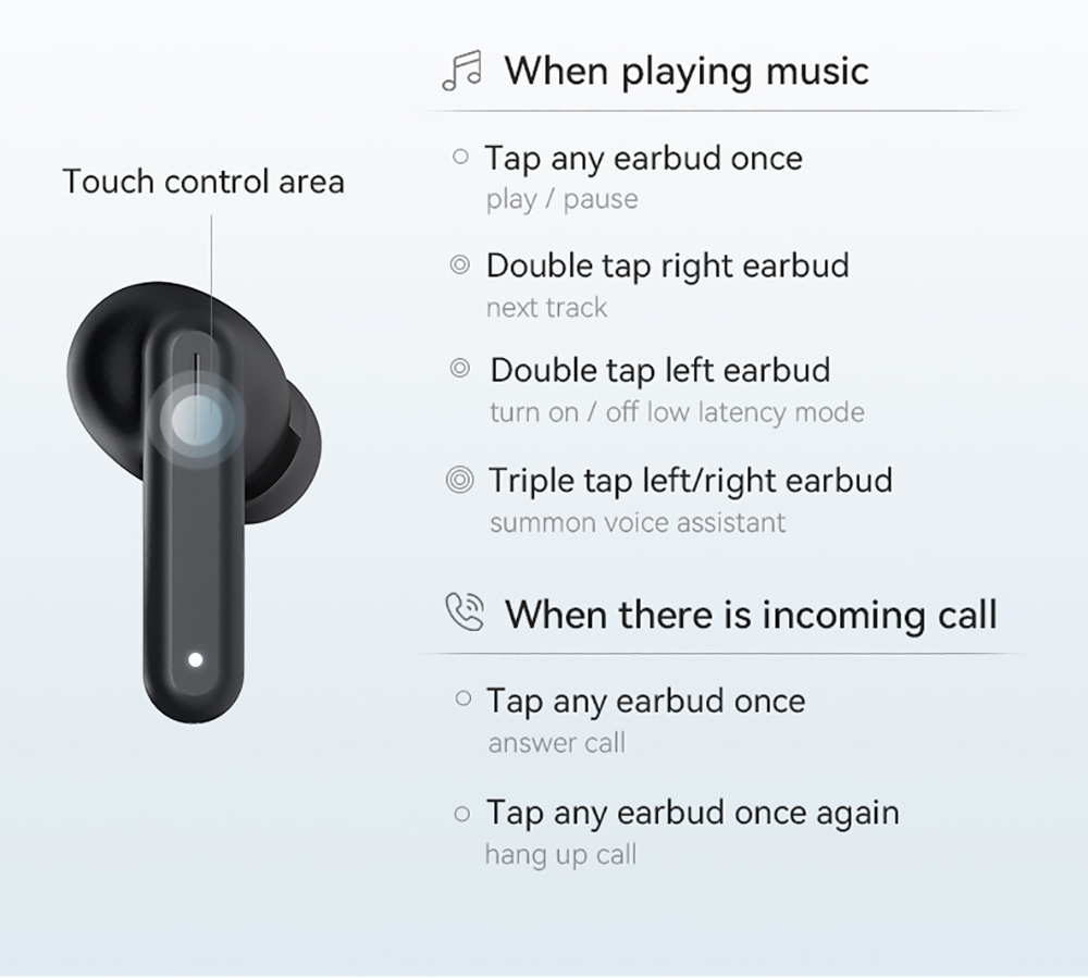 Haylou GT7 Wireless Bluetooth Earphone TWS Earbuds Noise Cancelling Headset Low-latency - Translucent Black