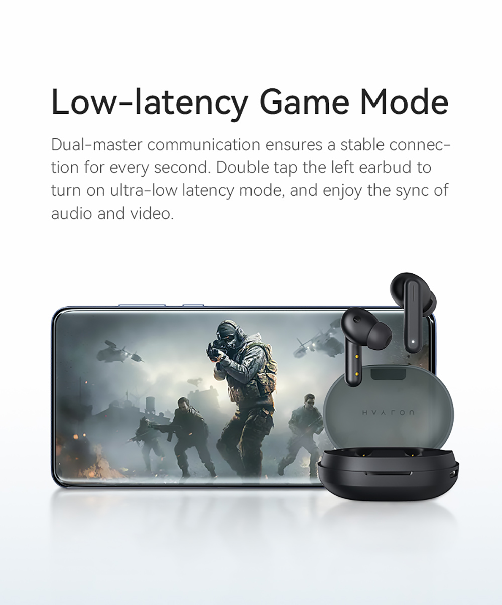 Haylou GT7 Wireless Bluetooth Earphone TWS Earbuds Noise Cancelling Headset Low-latency - Translucent Black