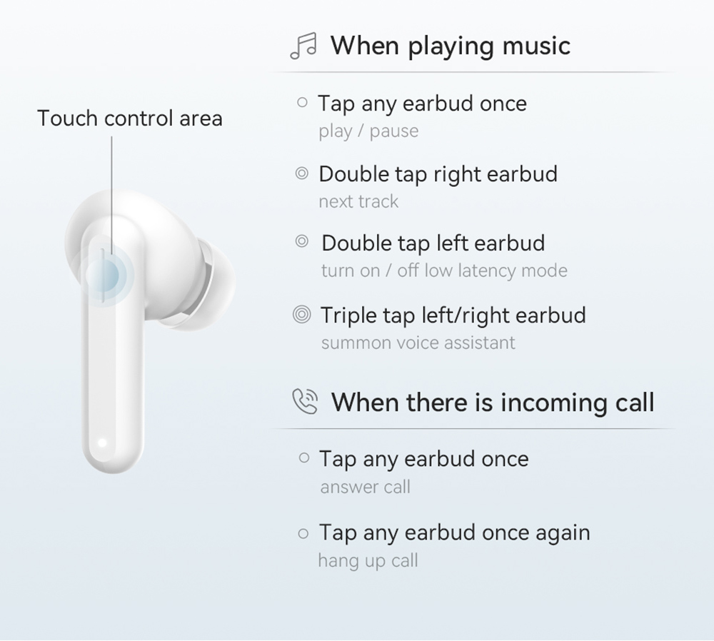 Haylou GT7 Wireless Bluetooth Earphone TWS Earbuds Noise Cancelling Headset Low-latency - White 22 Haylou GT7 Wireless Bluetooth Earphone TWS Earbuds Noise Cancelling Headset Low-latency - White