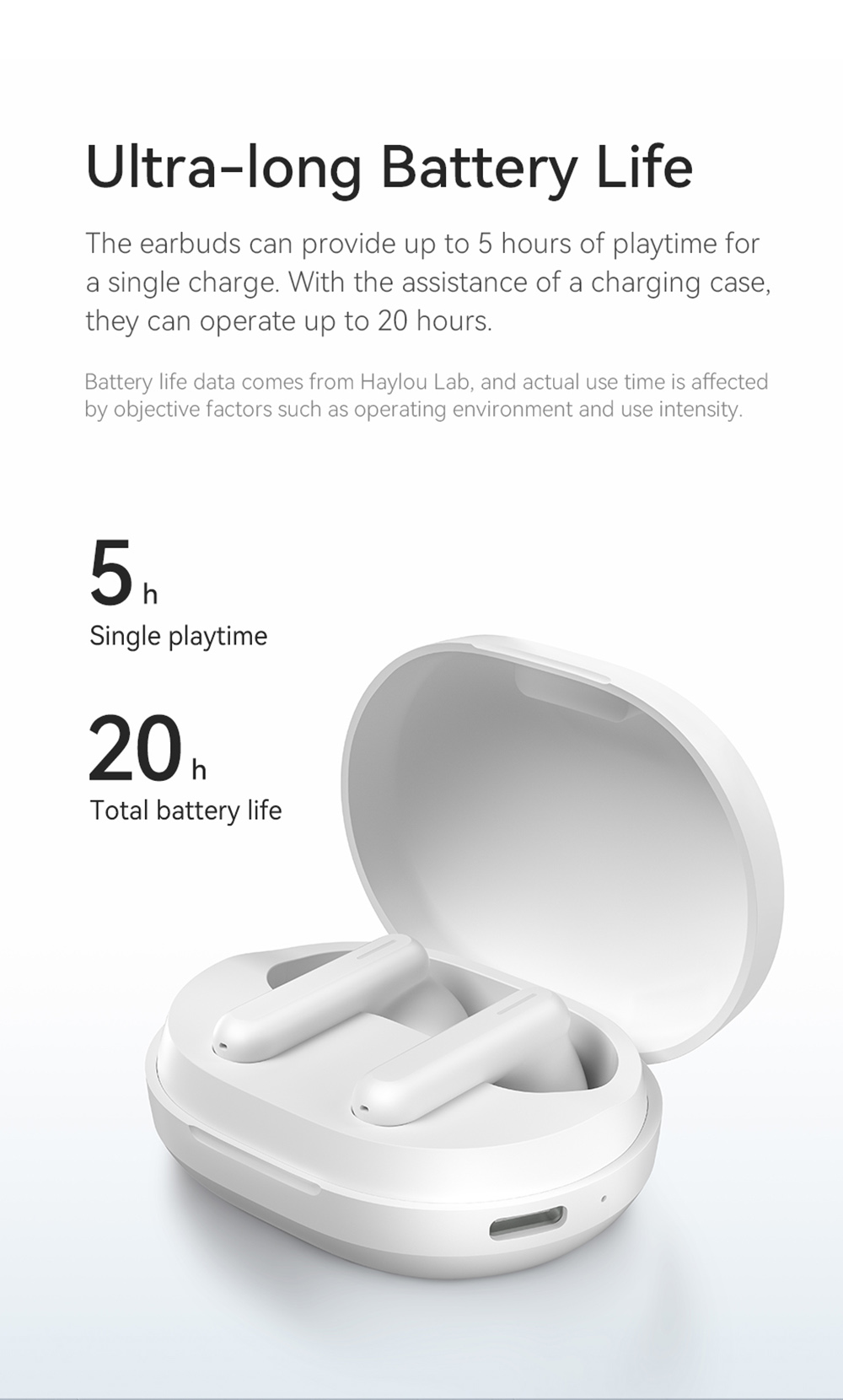 Haylou GT7 Wireless Bluetooth Earphone TWS Earbuds Noise Cancelling Headset Low-latency - White 19 Haylou GT7 Wireless Bluetooth Earphone TWS Earbuds Noise Cancelling Headset Low-latency - White
