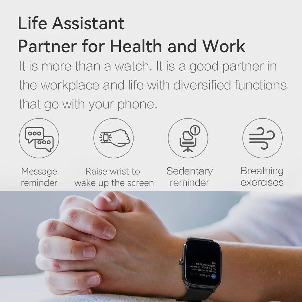 Haylou GST Smartwatch 12 Sports Modes Variable Watch Faces HD Large Screen Sports Watch - Black